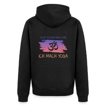 Yoga Spruch Geschenk Tshrit - Unisex Premium Bio Zip Hoodie - Schwarz - Hinten - Nico (187cm)