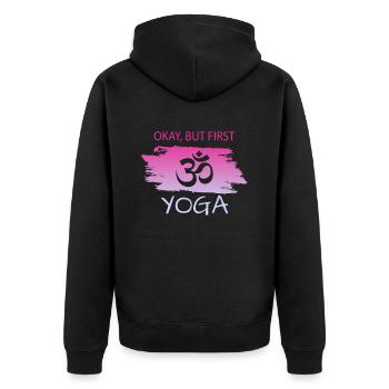 Yoga - Unisex Premium Bio Zip Hoodie - Schwarz - Hinten - Nico (187cm)