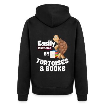 Turtle Books | Tortoise Gift Idea - Unisex Premium Organic Zip Hoodie - black - Back - Nico (187cm)