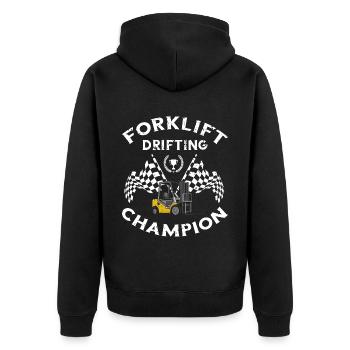 Gabelstaplerbediener und Gabelstaplerfahrer - Unisex Premium Bio Zip Hoodie - Schwarz - Hinten - Nico (187cm)