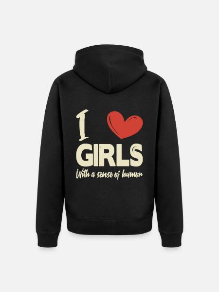 J’aime les filles - Veste à capuche bio Premium Unisexe - noir