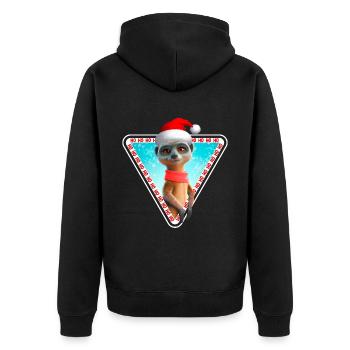 Erdmännchen X-Mas Meerkat Weihnachten - Unisex Premium Bio Zip Hoodie - Schwarz - Hinten - Nico (187cm)