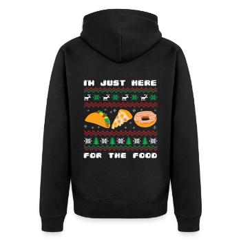 Ugly Christmas Sweater Here For Food - Unisex Premium Bio Zip Hoodie - Schwarz - Hinten - Nico (187cm)