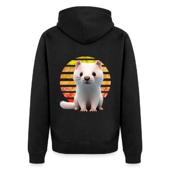 Frettchen Sonnenuntergang - Unisex Premium Bio Zip Hoodie - Schwarz - Hinten - Nico (187cm)