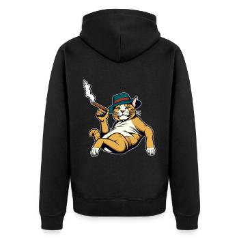 Katzen Katze Katzenshirt Katze Geschenkidee kitten - Unisex Premium Bio Zip Hoodie - Schwarz - Hinten - Nico (187cm)