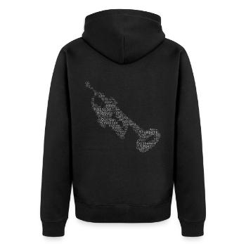 Herren Damen Trompeter Trumpet Jazz Trompeter - Unisex Premium Bio Zip Hoodie - Schwarz - Hinten - Nico (187cm)