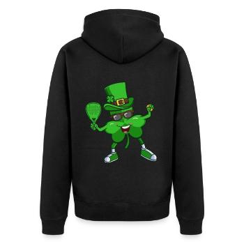 Padel Baby Shamrock St Patrick's Day Outfit - Unisex Premium Bio Zip Hoodie - Schwarz - Hinten - Nico (187cm)