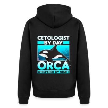 Meeresbiologe - Unisex Premium Bio Zip Hoodie - Schwarz - Hinten - Nico (187cm)