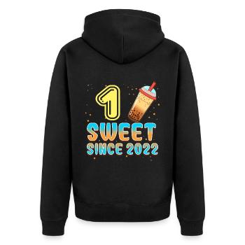 1. Geburtstag Bubble Tee - Unisex Premium Bio Zip Hoodie - Schwarz - Hinten - Nico (187cm)