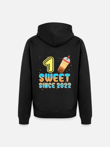 1st Birthday Bubble Tea - Unisex Premium Organic Zip Hoodie - black