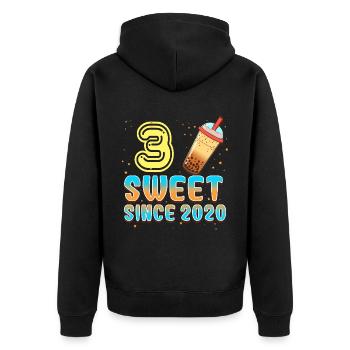 3ème anniversaire Bubble Tee - Veste à capuche bio Premium Unisexe - noir - Dos - Nico (187cm)