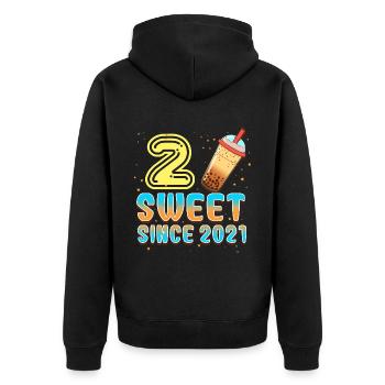 2. Geburtstag Bubble Tee - Unisex Premium Bio Zip Hoodie - Schwarz - Hinten - Nico (187cm)