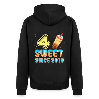 4. Geburtstag Bubble Tee - Unisex Premium Bio Zip Hoodie - Schwarz - Hinten - Nico (187cm)