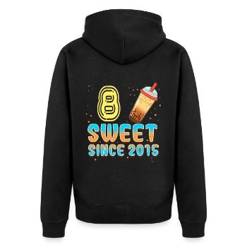 8. Geburtstag Bubble Tee - Unisex Premium Bio Zip Hoodie - Schwarz - Hinten - Nico (187cm)