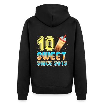 10. Geburtstag Bubble Tee - Unisex Premium Bio Zip Hoodie - Schwarz - Hinten - Nico (187cm)