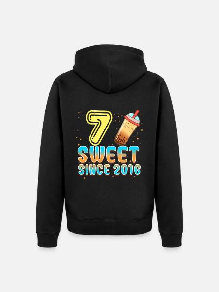 7th Birthday Bubble Tee - Unisex Premium Organic Zip Hoodie - black