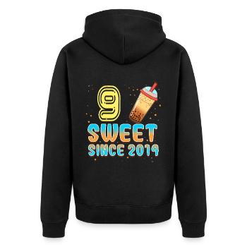 9. Geburtstag Bubble Tee - Unisex Premium Bio Zip Hoodie - Schwarz - Hinten - Nico (187cm)