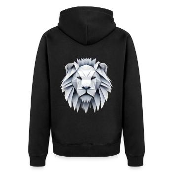 Origami Lion - King of the Art of Folding - Unisex Premium Organic Zip Hoodie - black - Back - Nico (187cm)