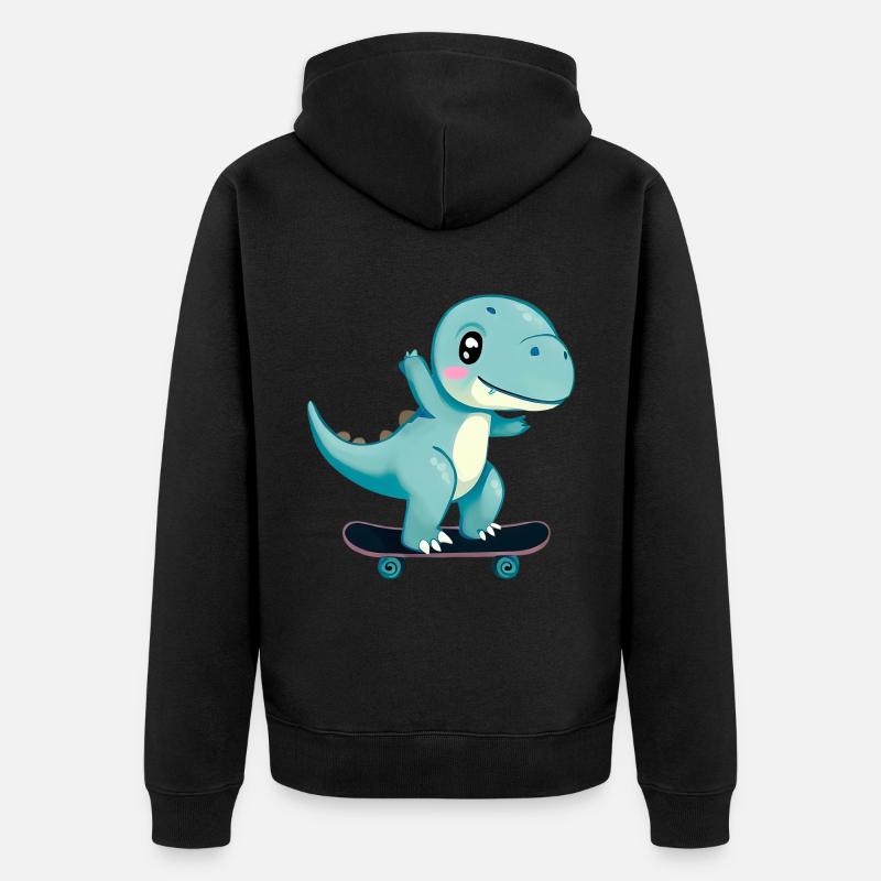 Skateboard Dinosaur - Veste à capuche bio Premium Unisexe - noir