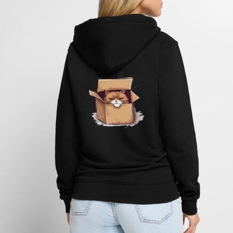 Cat grumpy grumpy grumpy sits in the box Unisex Premium Organic Zip Hoodie