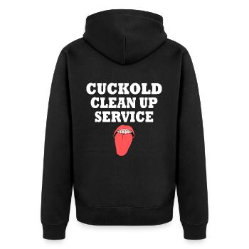 Cuckold clean up service - Unisex Premium Bio Zip Hoodie - Schwarz - Hinten - Nico (187cm)
