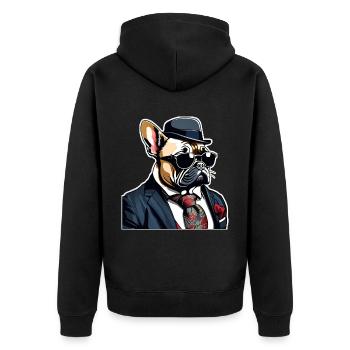 French Bulldog T Shirt Dog funny dog design Hunde - Unisex Premium Bio Zip Hoodie - Schwarz - Hinten - Nico (187cm)