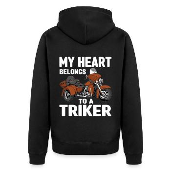 Triker - Unisex Premium Bio Zip Hoodie - Schwarz - Hinten - Nico (187cm)