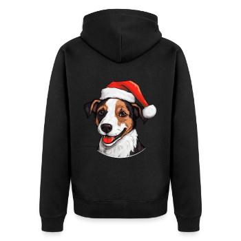jack russel terrier Hund Weihnachten Lustig Xmas - Unisex Premium Bio Zip Hoodie - Schwarz - Hinten - Nico (187cm)
