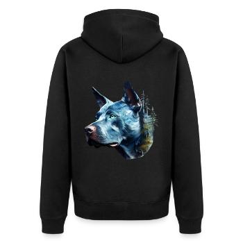 Pitbull - Unisex Premium Bio Zip Hoodie - Schwarz - Hinten - Nico (187cm)