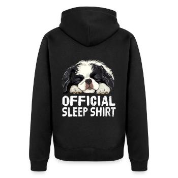 Offizielles japanisches Schlafshirt mit japanische - Unisex Premium Bio Zip Hoodie - Schwarz - Hinten - Nico (187cm)