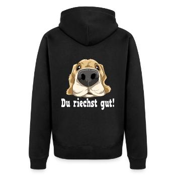 Du riechst gut Hundenasse Hund für einen - Unisex Premium Bio Zip Hoodie - Schwarz - Hinten - Nico (187cm)