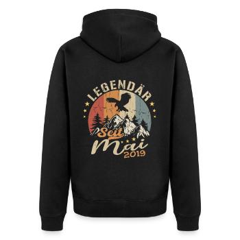May 2019 Born in May 2019 Anniversary - Unisex Premium Organic Zip Hoodie - black - Back - Nico (187cm)
