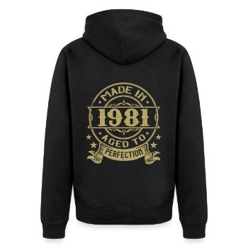 Vintage 1981 Anniversaire 1981 Cadeau 1981 Rétro - Veste à capuche bio Premium Unisexe - noir - Dos - Nico (187cm)