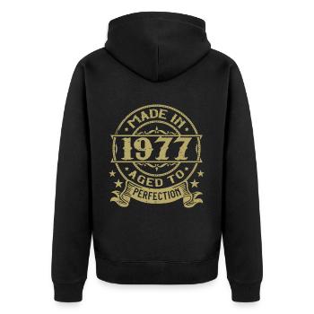 Vintage 1977 Anniversaire 1977 Cadeau 1977 Rétro - Veste à capuche bio Premium Unisexe - noir - Dos - Nico (187cm)