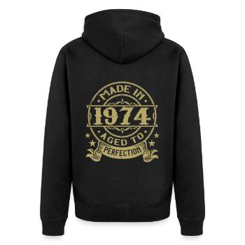 Vintage 1974 Anniversaire 1974 Cadeau 1974 Rétro - Veste à capuche bio Premium Unisexe - noir - Dos - Nico (187cm)