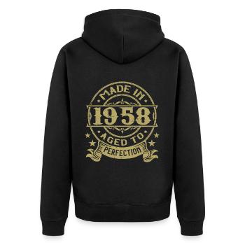 Vintage 1958 Anniversaire 1958 Cadeau 1958 Rétro - Veste à capuche bio Premium Unisexe - noir - Dos - Nico (187cm)