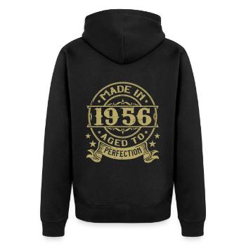 Vintage 1956 Birthday 1956 Retro Gift - Unisex Premium Organic Zip Hoodie - black - Back - Nico (187cm)