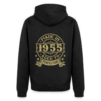 Vintage 1955 Anniversaire 1955 Cadeau 1955 Rétro - Veste à capuche bio Premium Unisexe - noir - Dos - Nico (187cm)