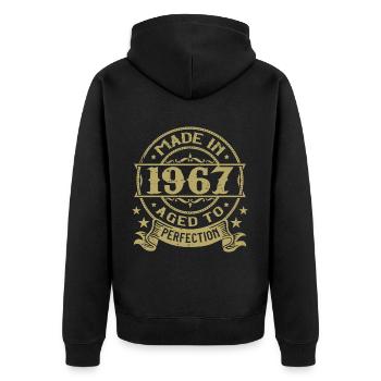 Vintage 1967 Birthday 1967 Retro Gift - Unisex Premium Organic Zip Hoodie - black - Back - Nico (187cm)