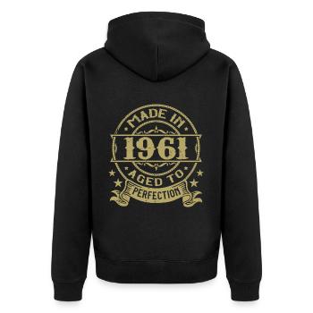 Vintage 1961 Birthday 1961 Retro Gift - Unisex Premium Organic Zip Hoodie - black - Back - Nico (187cm)