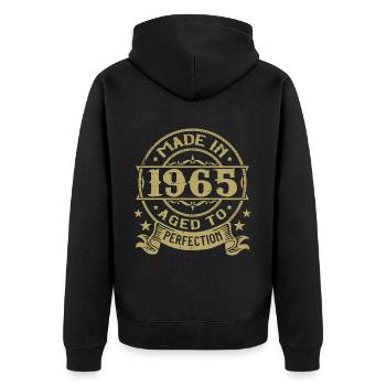 Vintage 1965 Anniversaire 1965 Cadeau 1965 Rétro - Veste à capuche bio Premium Unisexe - noir - Dos - Nico (187cm)