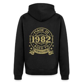 Vintage 1982 Birthday 1982 Retro Gift - Unisex Premium Organic Zip Hoodie - black - Back - Nico (187cm)