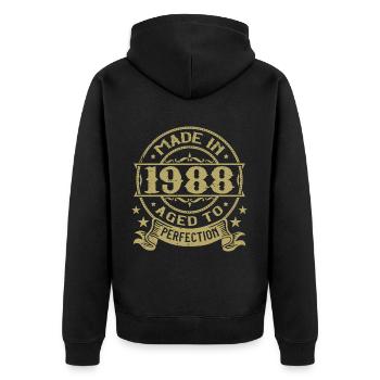 Vintage 1988 Anniversaire 1988 Cadeau 1988 Rétro - Veste à capuche bio Premium Unisexe - noir - Dos - Nico (187cm)