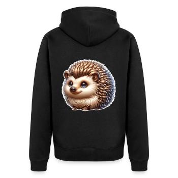 Igel - Unisex Premium Bio Zip Hoodie - Schwarz - Hinten - Nico (187cm)