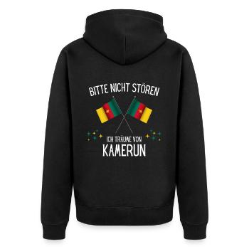 Bitte Nicht Stören Ich Träume Von Kamerun - Unisex Premium Bio Zip Hoodie - Schwarz - Hinten - Nico (187cm)