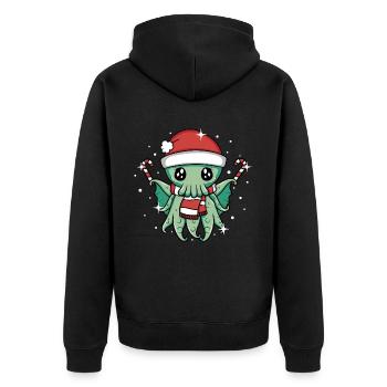 Weihnachten Cthulhu - Unisex Premium Bio Zip Hoodie - Schwarz - Hinten - Nico (187cm)