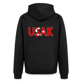Usak Drapeau de la Turquie - Veste à capuche bio Premium Unisexe - noir - Dos - Nico (187cm)