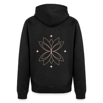 Lotus - Unisex Premium Bio Zip Hoodie - Schwarz - Hinten - Nico (187cm)