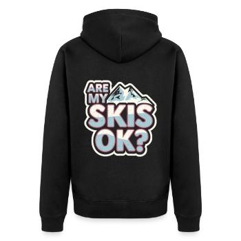Are My Skis Ok 9 - Unisex Premium Bio Zip Hoodie - Schwarz - Hinten - Nico (187cm)