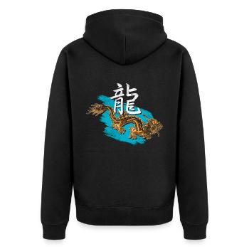 Dragon avec des caractères chinois - Veste à capuche bio Premium Unisexe - noir - Dos - Nico (187cm)